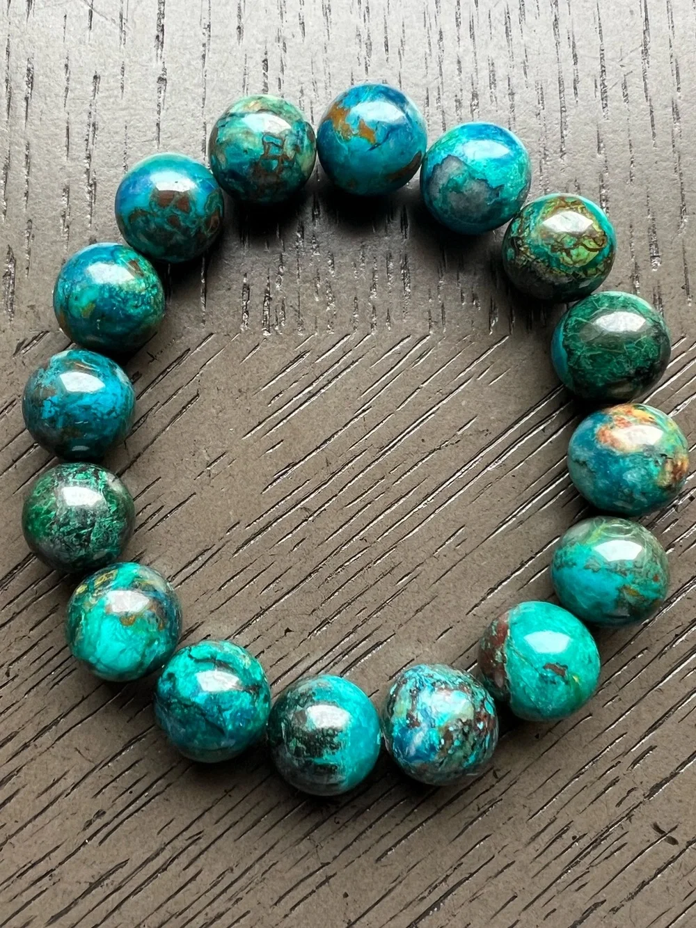 HQ Chrysocolla bracelet 13mm SIZE 7’